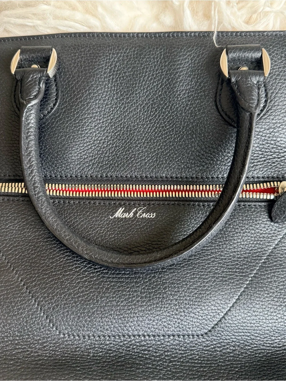 Never used - Mark Cross Black Tumbled (Pebbled) Leather Bag with Shoulder Strap